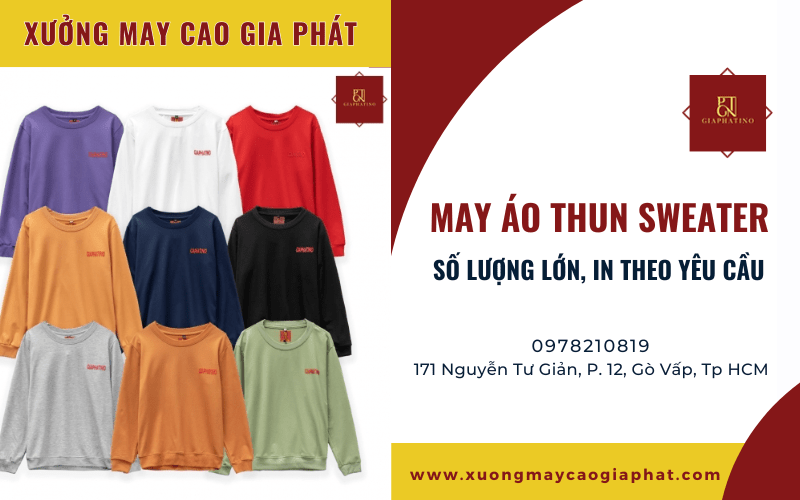 đặt may áo thun sweater số lượng lớn